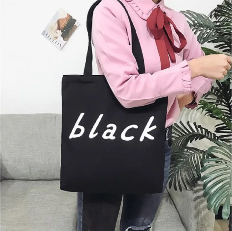 Желтая Холщовая Сумка с буквенным принтом в Корейском стиле Женская