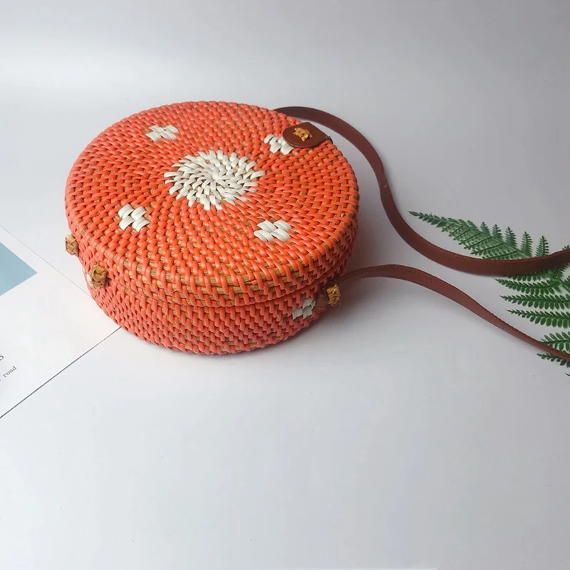 Женская цилиндрическая тканая сумка с кожаными пуговицами дизайнерская