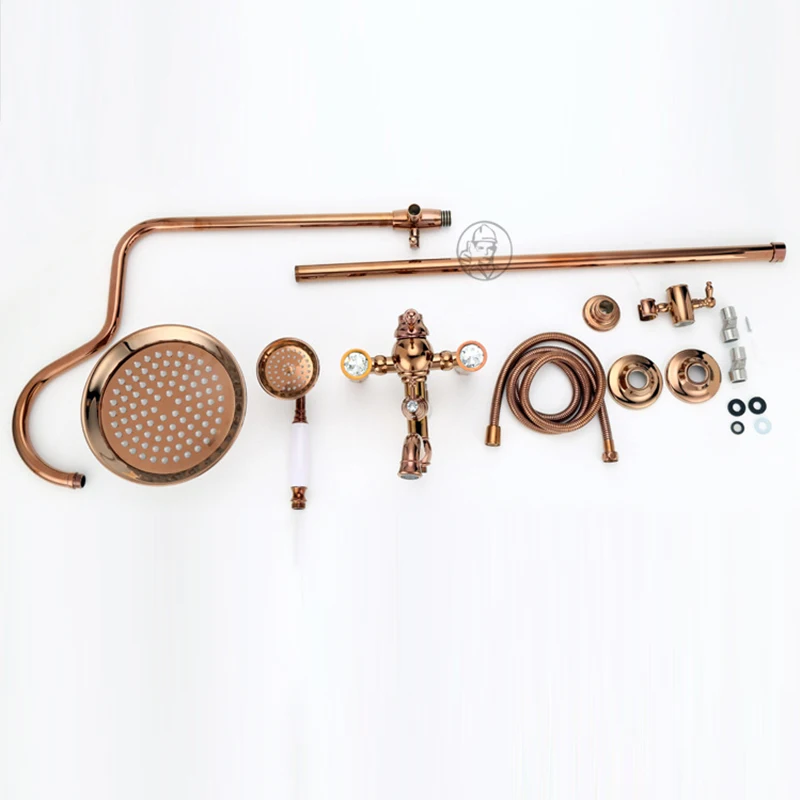 

Rose Golden Shower Faucet Bathroom Shower Mixer Faucet Tap Wall Mounted Rainfall Rotatble Spout Faucet Brass Material