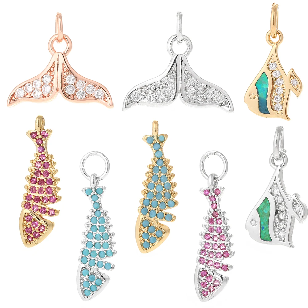 

Fish Jewelry Charms for Jewelry Making Cute Animal Gold Charm Pendant Charms Diy Earrings Necklace Bracelet Make Copper Zircon