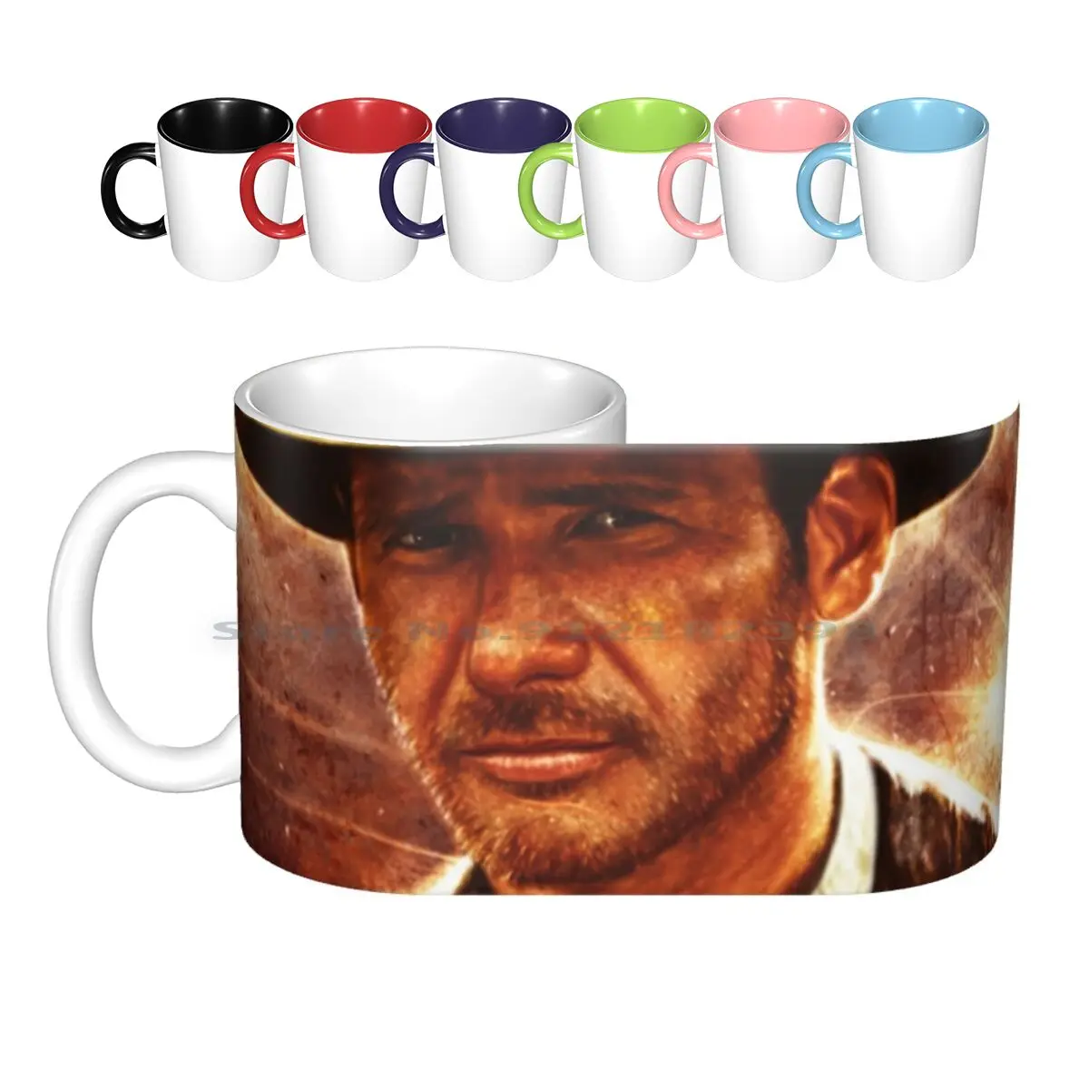 

Indiana Jones Ceramic Mugs Coffee Cups Milk Tea Mug Movie Indiana Jones Fanart Film Harrison Creative Trending Vintage Gift