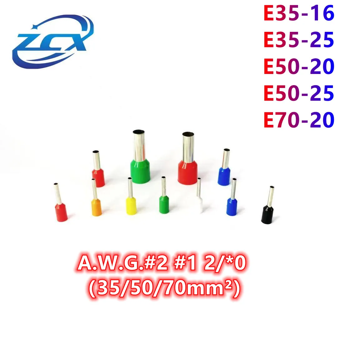

50pcs VE35-16/35-25/50-20 Insulated Ferrules Tubular Preinsulated Crimped Wire Cold Pressed European Needle Terminal