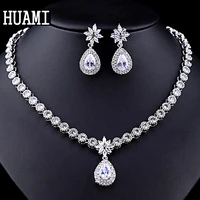 huami water drop earings fashion jewelry sest 2020 luxury bridal wedding banquet costume accessories pendant necklace for women