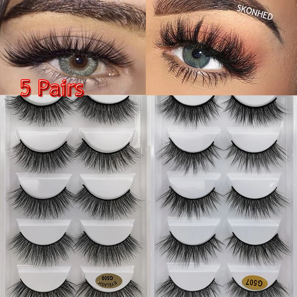 Модные 5 пар 3D накладные ресницы из искусственной норки Длинные Накладные