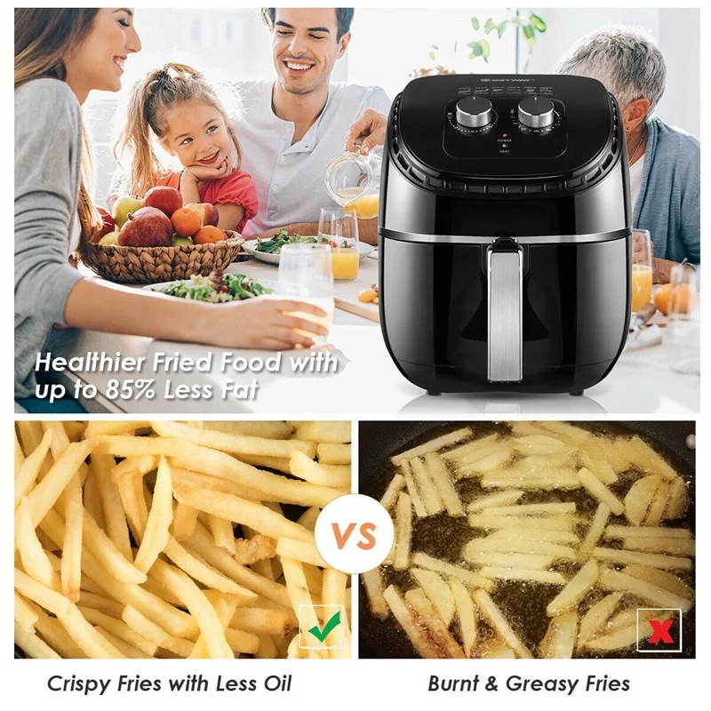 

Costway 3.5 QT Electric 1300W Hot Air Fryer with Timer Temperature Control Dishwasher Safe Userfriendly Design Air fryer EP23971