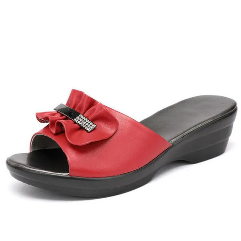 

Summer Platform Flip Flops Fashion Beach Shoes Woman Anti-slip Genuine Leather Sandals Women Slippers Shoe