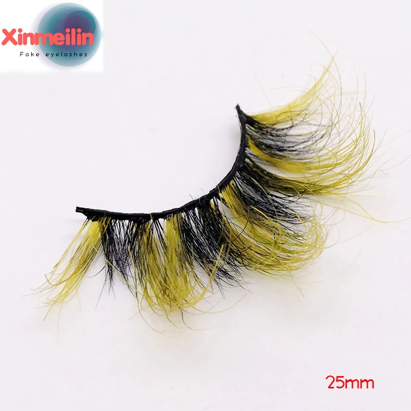 

25mm 3D Mixed Color Mink Lashes Wholesale Beauty Natural Individual False Eyelashes Makeup Thick Fluffy Lash Extension Supplies