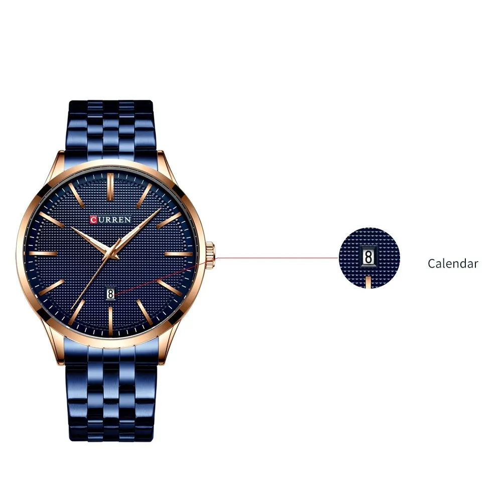 

Men Watch Fashion Business Calendar Luminous Hands Waterproof Watch Classic Exquisite Alloy Case Stainless Quartz Watch