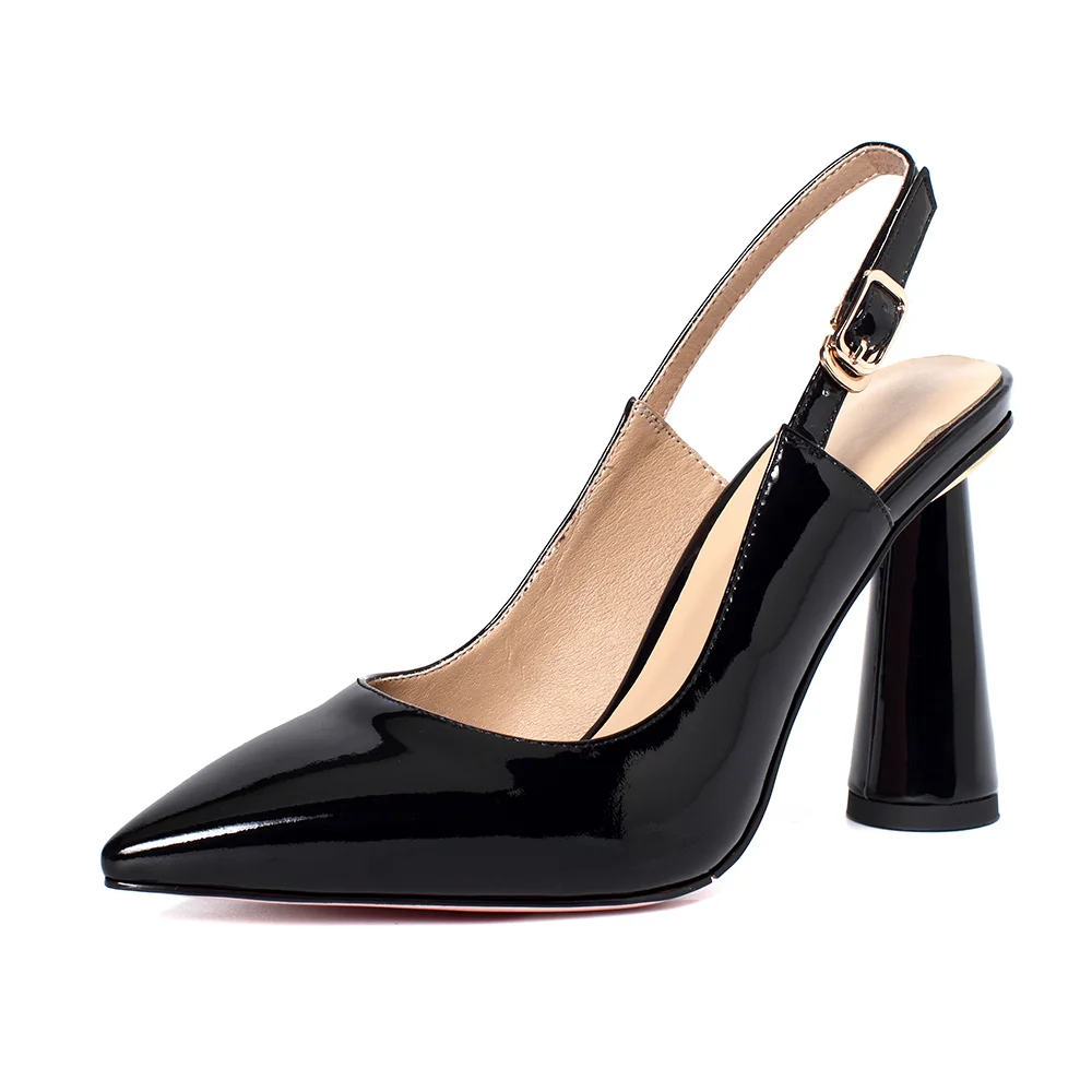 

Acedichy 2022 весенние сандалии на ремешке сзади на толстом каблуке с острым носком для подружки невесты вечерние сексуальные туфли из коровьей к...