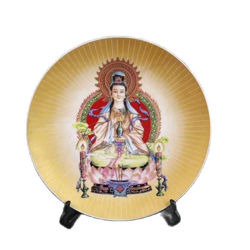 

Китайская старая фарфоровая тарелка с рисунком фигуры Fancai Guanyin
