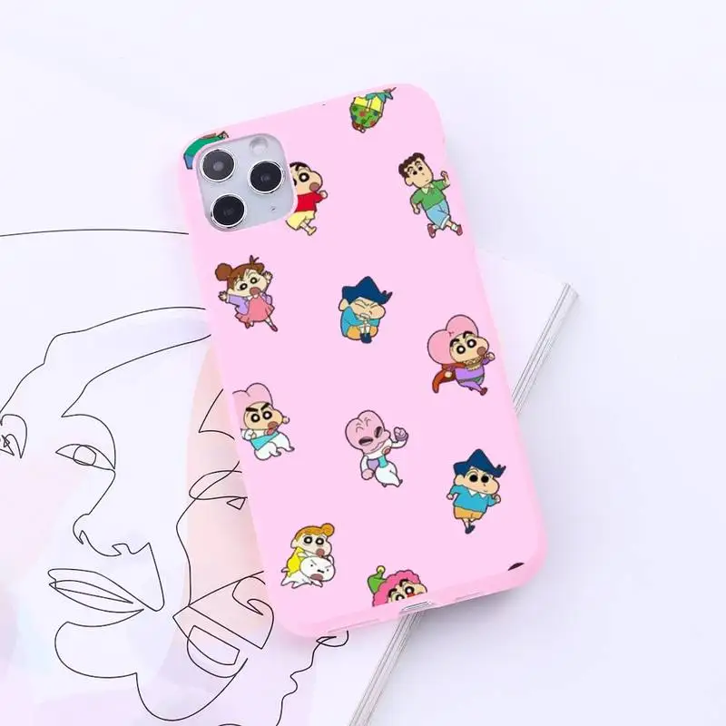

Anime cute Crayon Shin-chan Phone Case Candy Color for iPhone 6 7 8 11 12 s mini pro X XS XR MAX Plus
