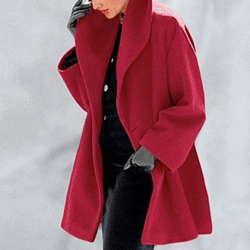 

Women Fashion Hooded Long Cardigan Jacket Autumn Winter Solid Long Sleeve Wool Coat Casual Warm Pocket Single Button Outwear 5XL
