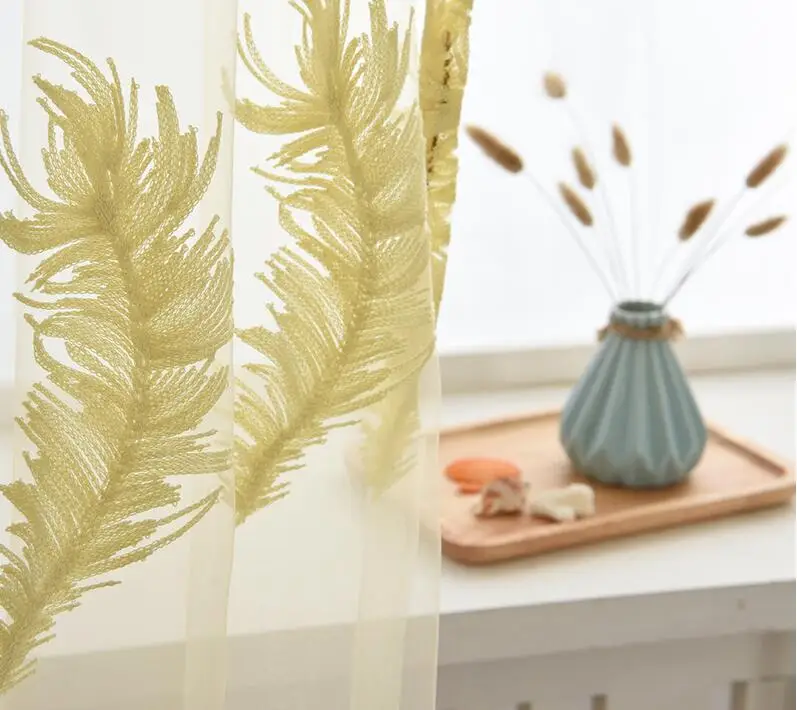 Тюлевые шторы с перьями для гостиной спальни кухни прозрачные Занавески Из вуали