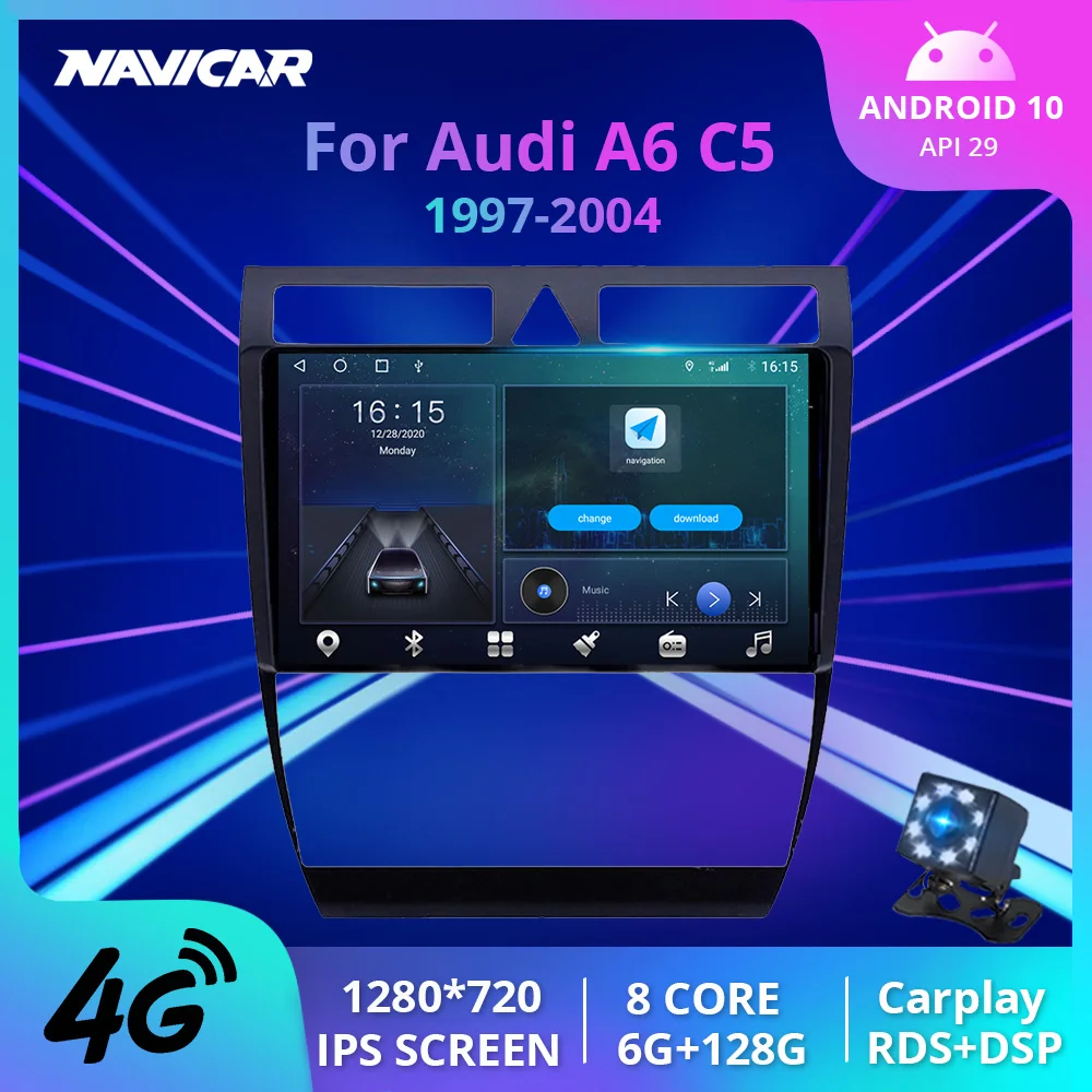 

Автомагнитола 2DIN Android 10 для Audi A6 C5 1997-2004, GPS-навигация, автомобильный радиоприемник, мультимедийный плеер, стереоприемник, Автомобильный виде...