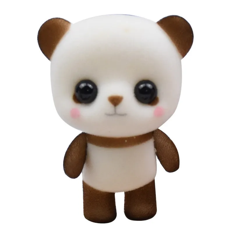 Panda 1 шт. мини-флокированные кукольные игрушки Маленький милый медведь панда форма большие глаза изысканные куклы декор для девочек и мальчиков подарок на Рождество и день рождения - Цвет: Panda