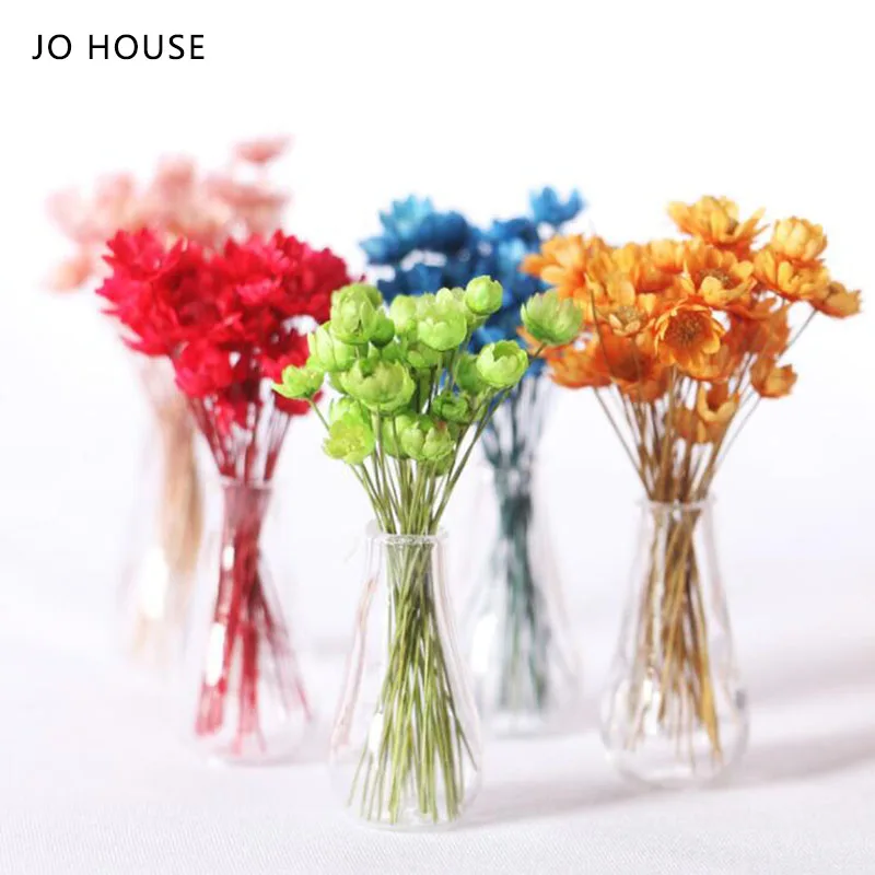 

Стеклянная ваза JO HOUSE с сушеными цветами 1:12 1:6 модель для кукольного домика Миниатюрные аксессуары для кукольного домика