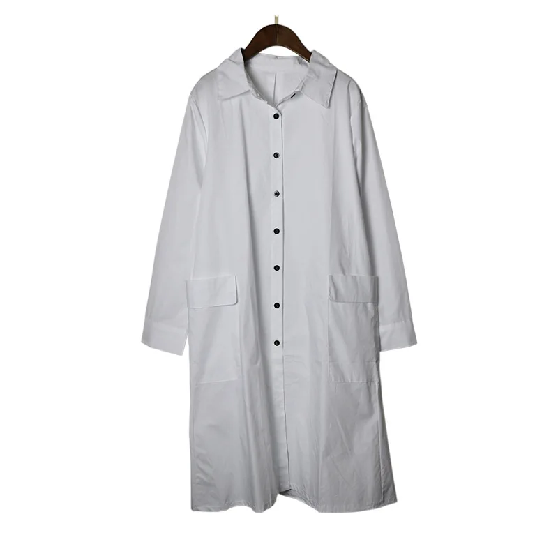 

SuperAen 2021 Solid Simple Fashion Large Pocket Spring New Turn Down Collar Full Women Shirts