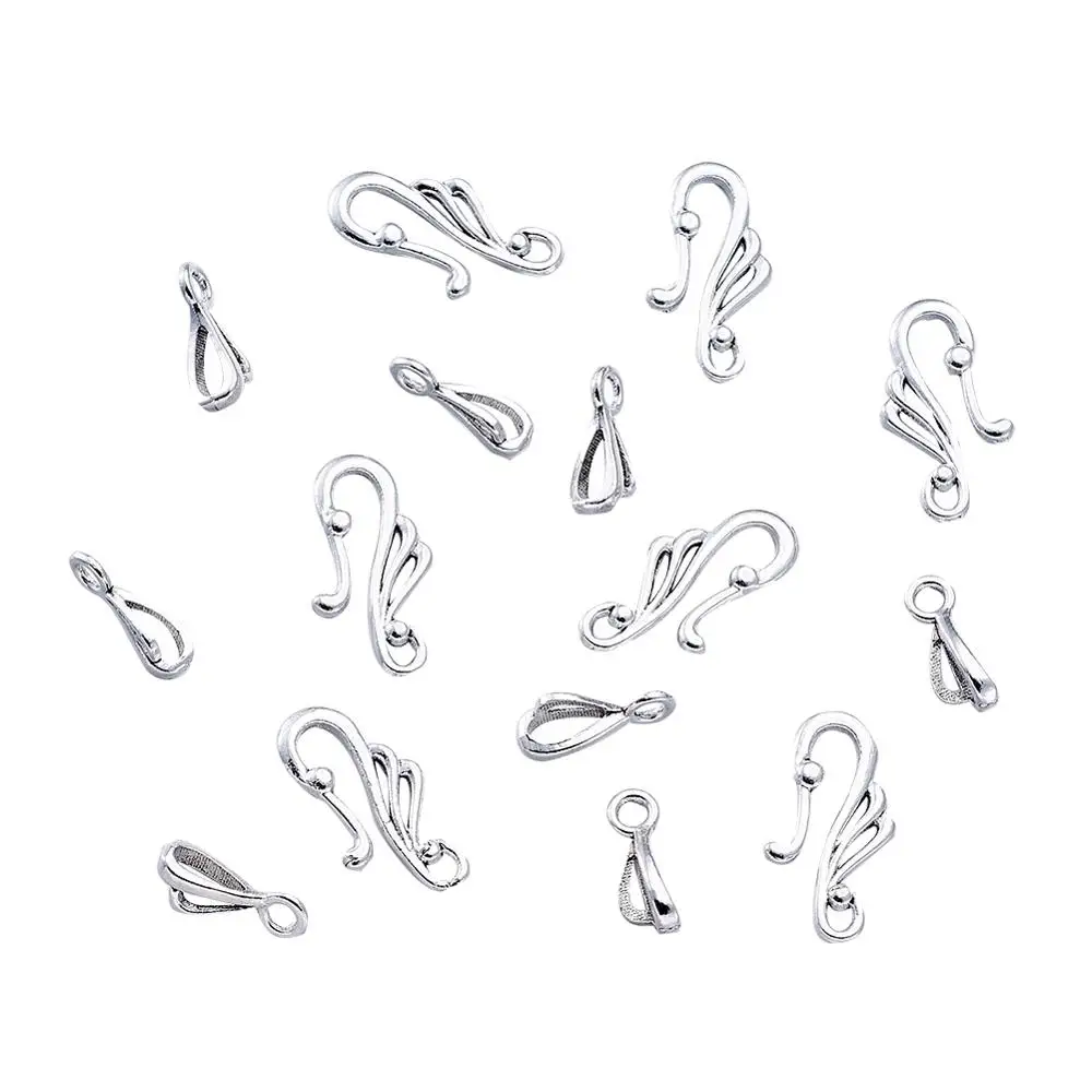 20 комплектов тибетских античных серебряных крючков для крыльев застежка-молния