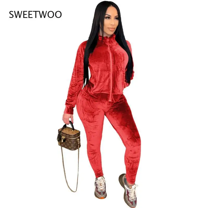 

Зимний женский модный костюм из двух предметов для спорта и отдыха с длинным рукавом плюшевый короткий жакет на молнии с карманами однотонн...