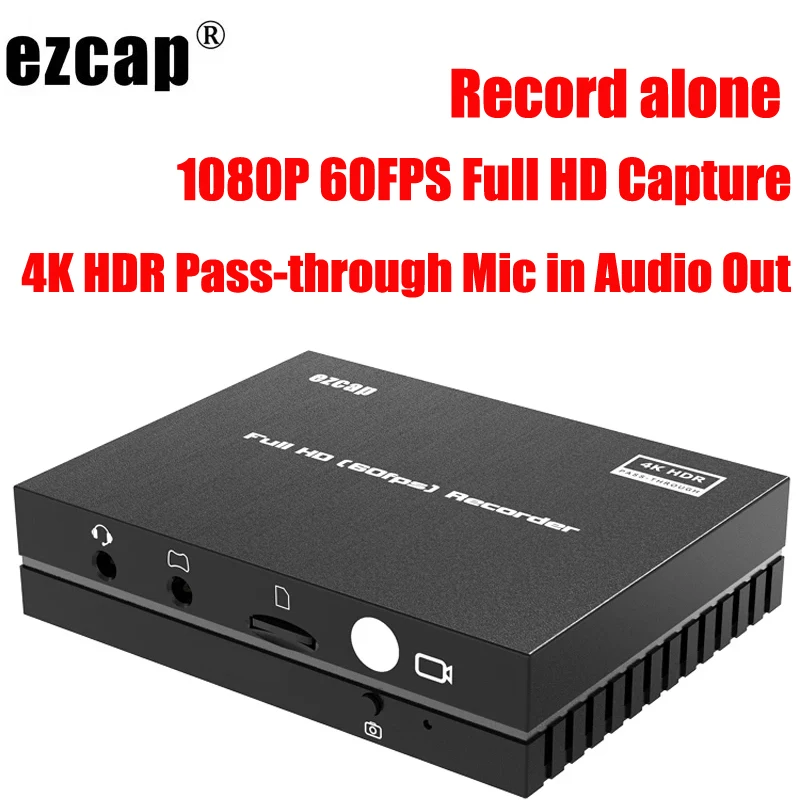 

4K 60Hz HDR Loop HDMI Video Capture Card Game Recording Box 1080p 60fps Record To TF Card , Microphone Input Party Chat, NO PC