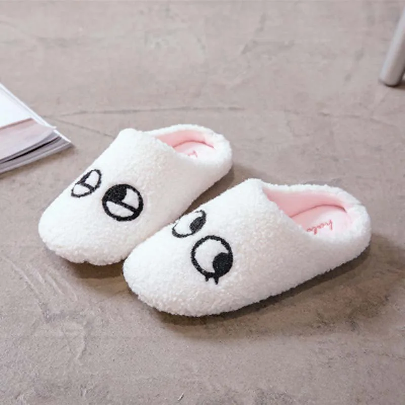 Cute funny eyes slippers household fall/winter indoor plush couples plush cotton slippers female home