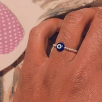 evil eye rings for women vintage silver color beads anxiety ring demon turkish blue eye ring handmade wedding jewelry 2022 gift