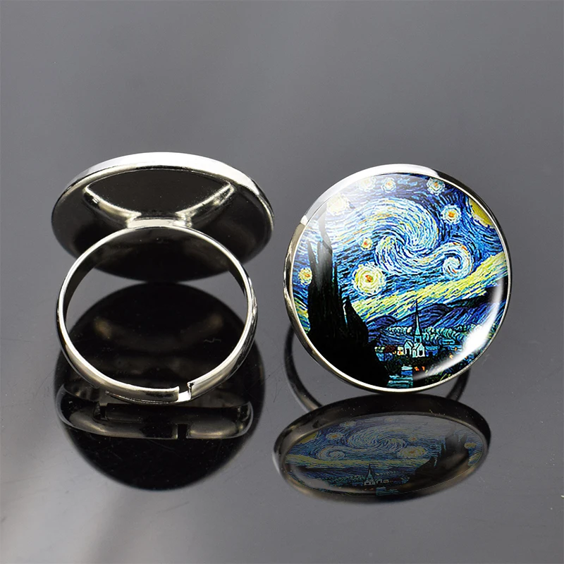 Модное регулируемое мужское женское кольцо Ван Гог арт подсолнухи Звездная ночь