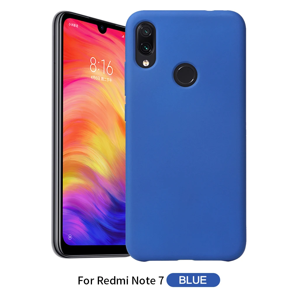 Синий Чехол для телефона Redmi Note 7, чехол для Xiaomi Redmi Note 7, однотонный силиконовый чехол для Redmi Note 6, 7 Pro, чехол для Xiaomi - Цвет: Синий