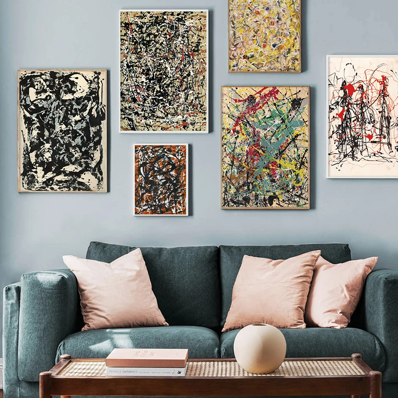 

Modern Posters and Prints Famous Jackson Pollock Graffiti Canvas Painting Abstract Decorative Wall Art for Pub Home Decor