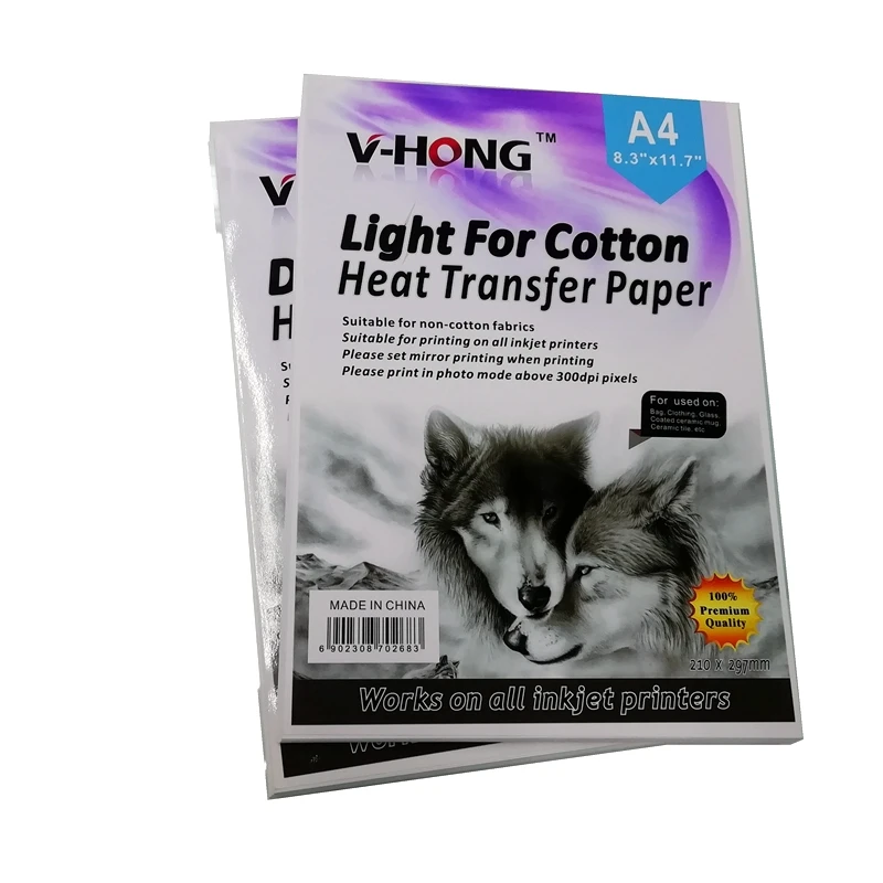 V-HONG A4 T-shirt Dark & light cotton textiles heat transfer paper,50sheets,8.26x11.7 inch ceramics sublimation paper