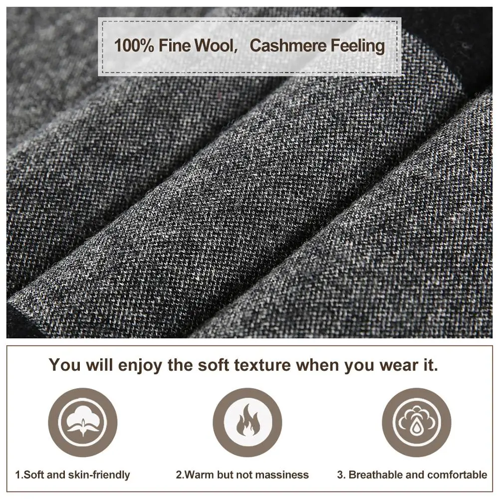 

Men Winter Cashmere Scarf Soft Warm - Long Cotton Scarves