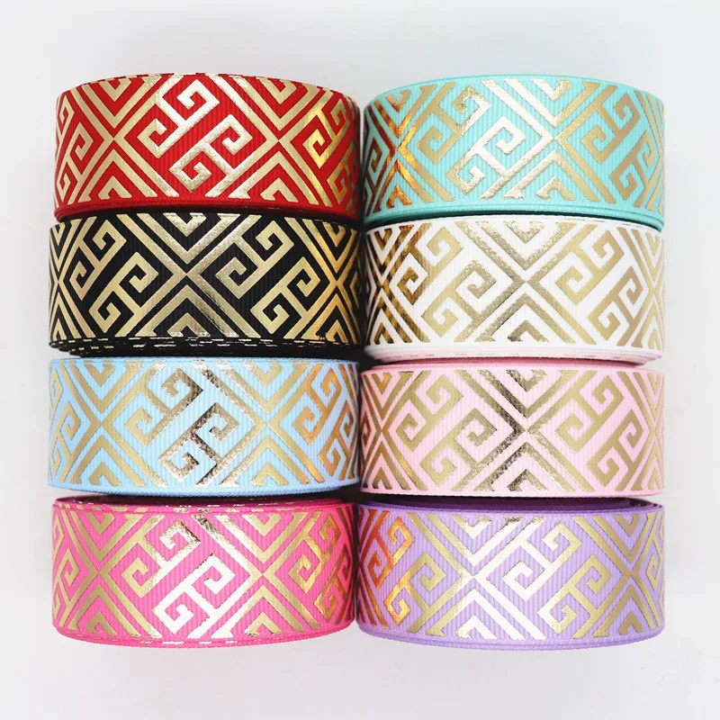 10 ярдов 1 дюйм 25 мм корсажная лента с принтом золотых листьев для бантов волос