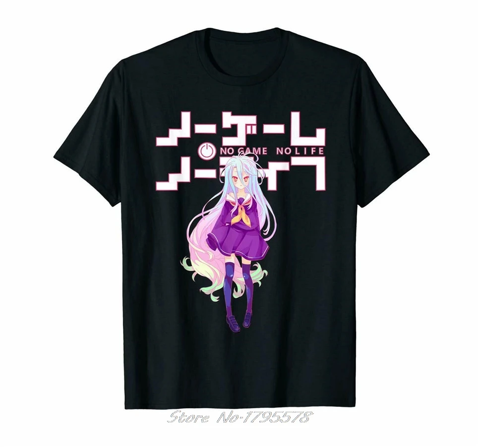 Футболка мужская No Game Life Shiro модная классическая тенниска с круглым вырезом аниме