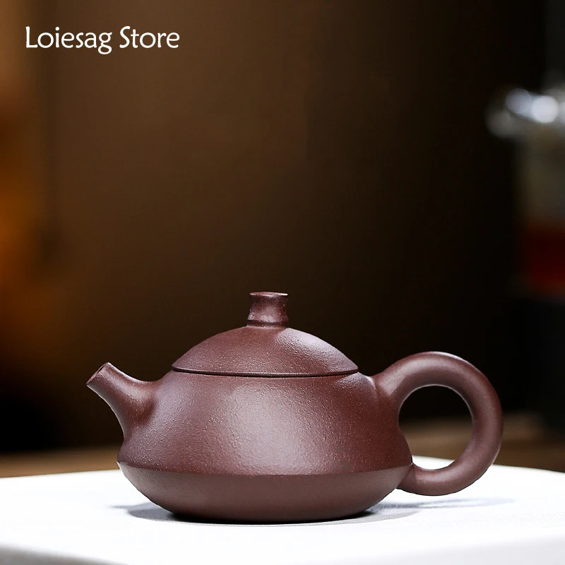 

Loiesag 100ml Yixing Purple Clay Pot Raw Ore Purple Mud Duan Mud Stone Scoop Zisha Health Teapot Seven Holes Effluent Tea Set