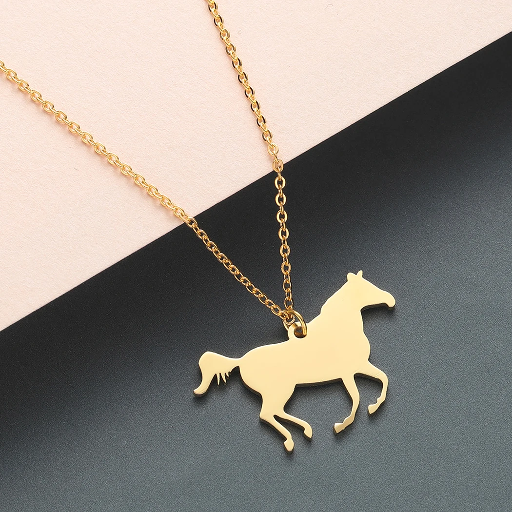 Kinitial ожерелье с лошадью из нержавеющей стали модное мультфильма ювелирные