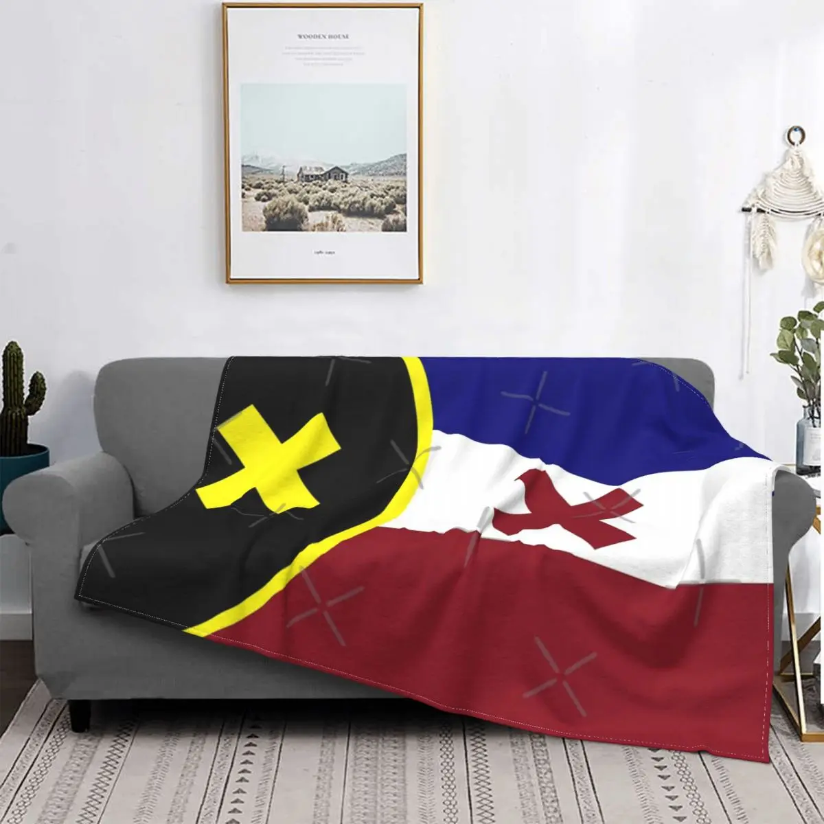 

L'Manberg Dream Smp-Manta con bandera, a cuadros para cama colcha, manta con capucha, toalla de playa de lujo