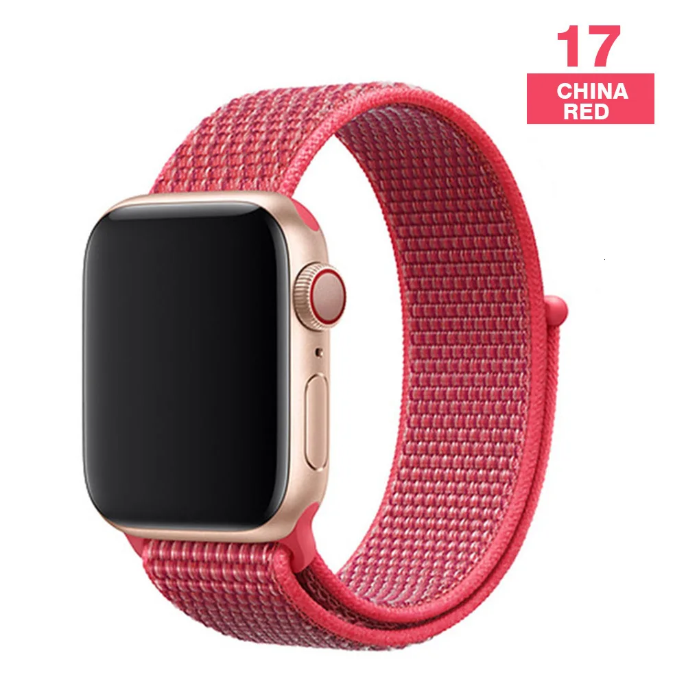 Спортивный ремешок для Apple Watch 42 мм 38 мм ремешок для часов 4 44 мм 40 мм Iwatch Серия 3 2 1 нейлоновый браслет дышащие аксессуары - Цвет ремешка: Chinese red
