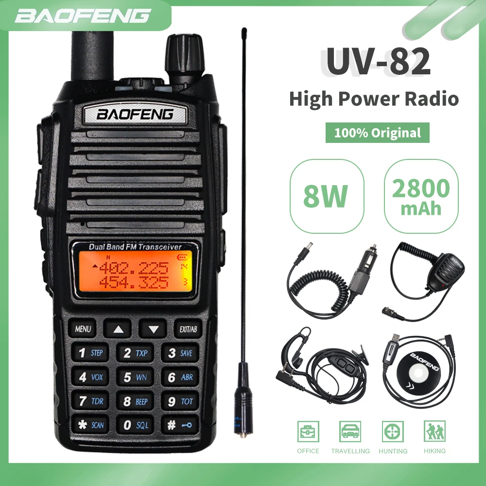 Реальные 8 Вт UV-82 двухстороннее радио Высокая Мощность иди и болтай Walkie Talkie “иди 10