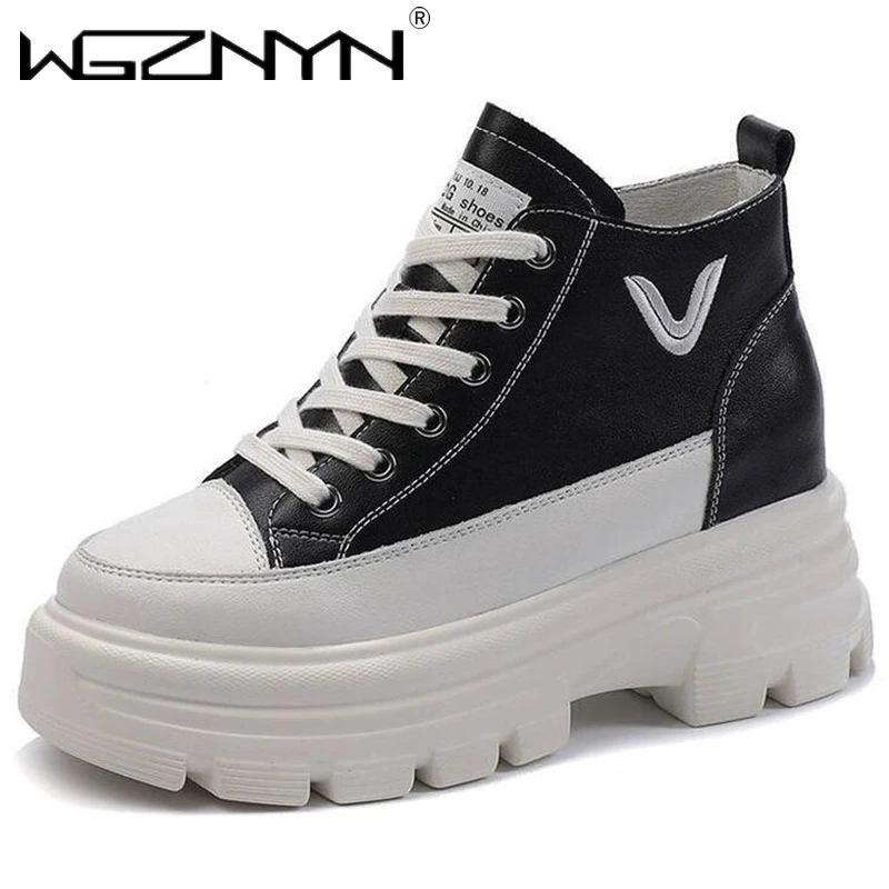 

Hot Sales Fashion Woman High Platform Sneakers Spring Female Shoes Woman Black White Sneakers Breathable Casual Zapatos De Mujer