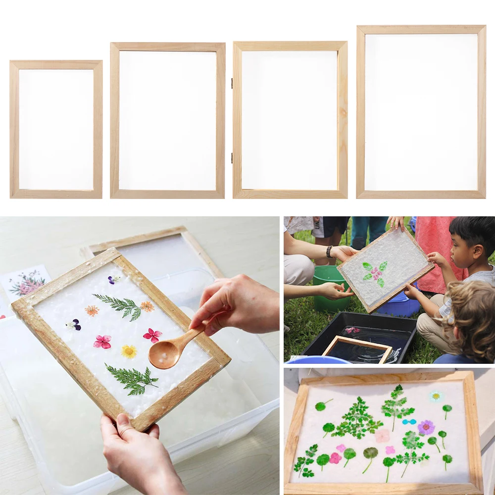 

Natural Learning Gift Wood Handcraft DIY Papermaking Wooden Mesh Mold Paper Making Mould Frame Paper Making Screen