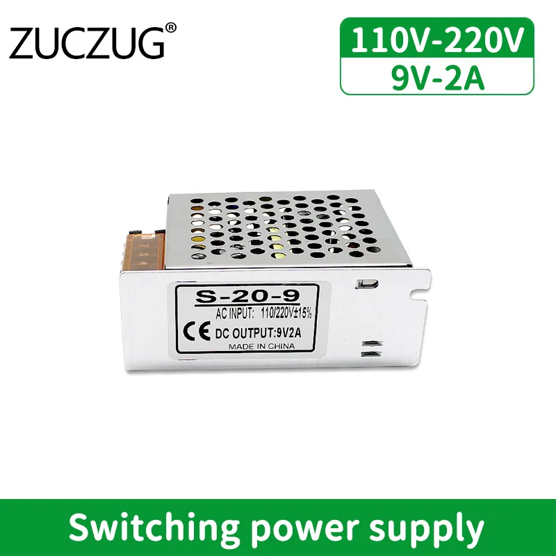

18W DC Single Switching Power Supply Light Transformer 220v To 110v AC 9V 2A Power Supply Source Adapter for Led Strip CCTV