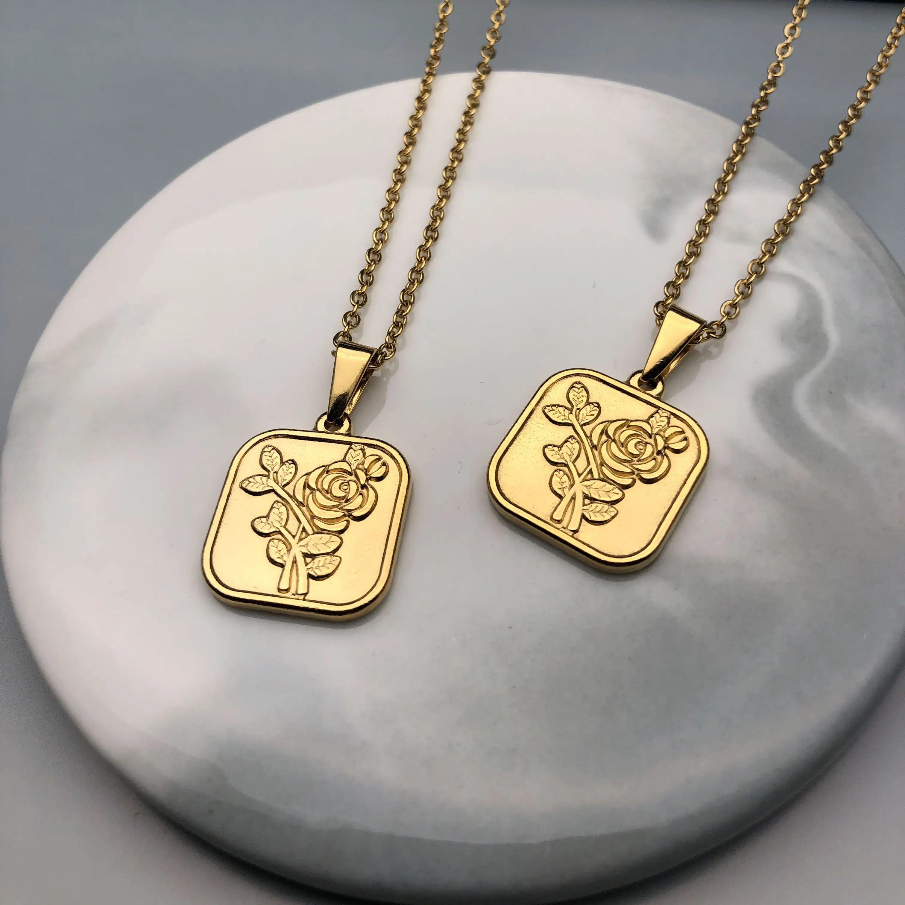 Винтажная подвеска в виде цветка Золотое колье из нержавеющей стали ювелирные