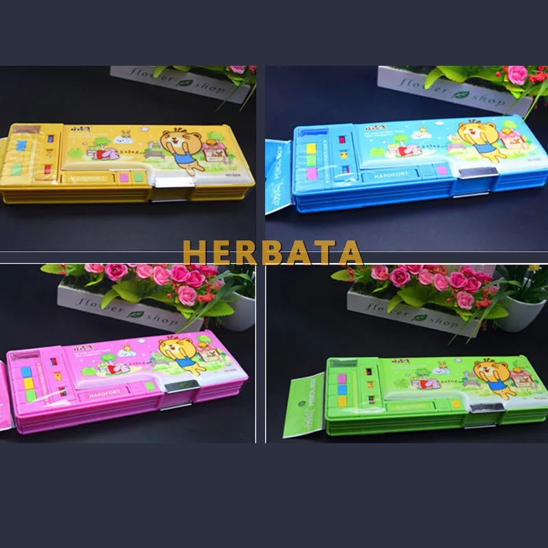 Школьный симпатичный чехол для карандашей студентов двухсторонний пластиковый