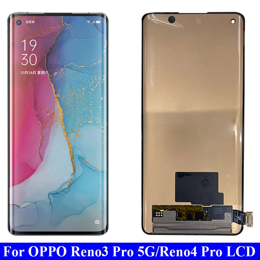 

100% Tested Amoled For Oppo Reno3 Pro Reno 3 Pro 5G LCD Display Screen+Touch Panel Digitizer 6.5" For Reno4 Pro Reno 4 Pro LCD