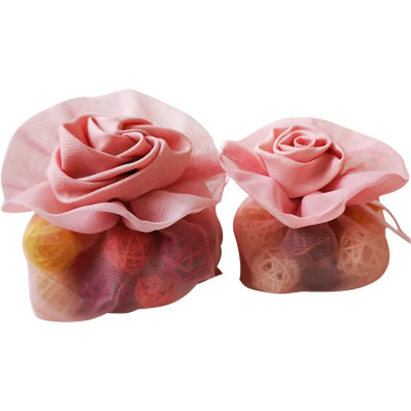 Свадебные прозрачные пакеты с розочками на шнурке мешочки из органзы Подарочная