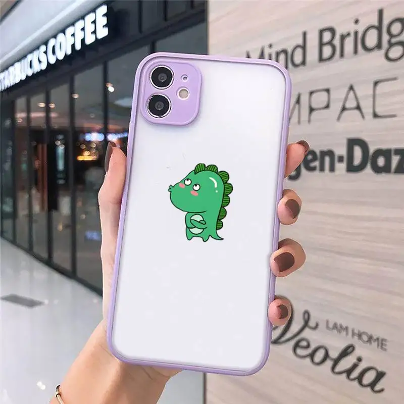 

Creative cute dinosaur Phone Case matte transparent For iphone 7 8 11 12 plus mini x xs xr pro max cover