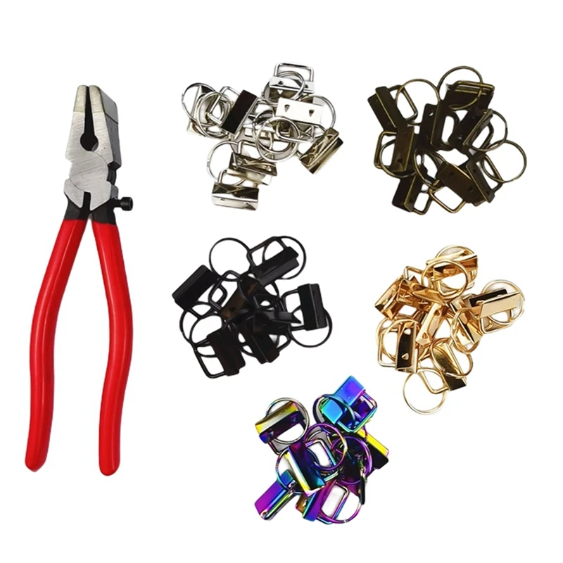 

25Mm 5 Colors Key Fob Hardware With 1Pcs Key Fob Pliers,Glass Running Pliers Tools,For Key Fob Hardware Install