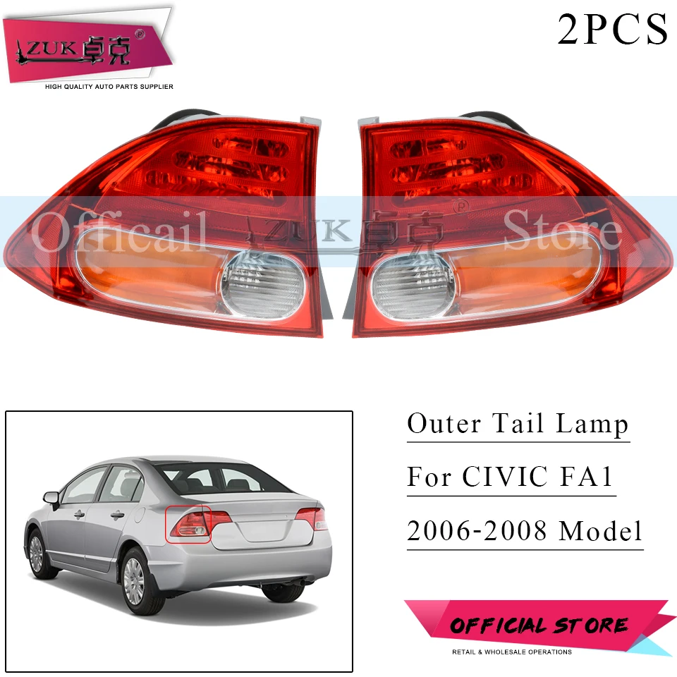 ZUK 2 шт. наружный задний фонарь Taillamp для HONDA CIVIC FA1 HYBIRD FA3 2006 2007 2008 стоп сигнал|Фара авто в сборе| |