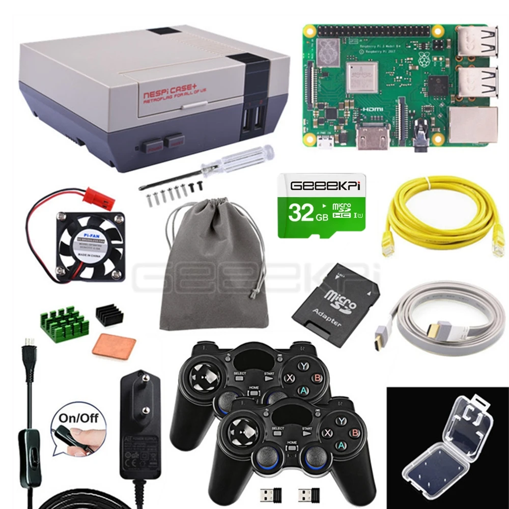 GeeekPi Retroflag чехол NESPI+ плюс Retroflag с опционным Raspberry Pi 3B+(Plus), беспроводной/USB игровой контроллер комплект - Цвет: CASE RPI Wireless