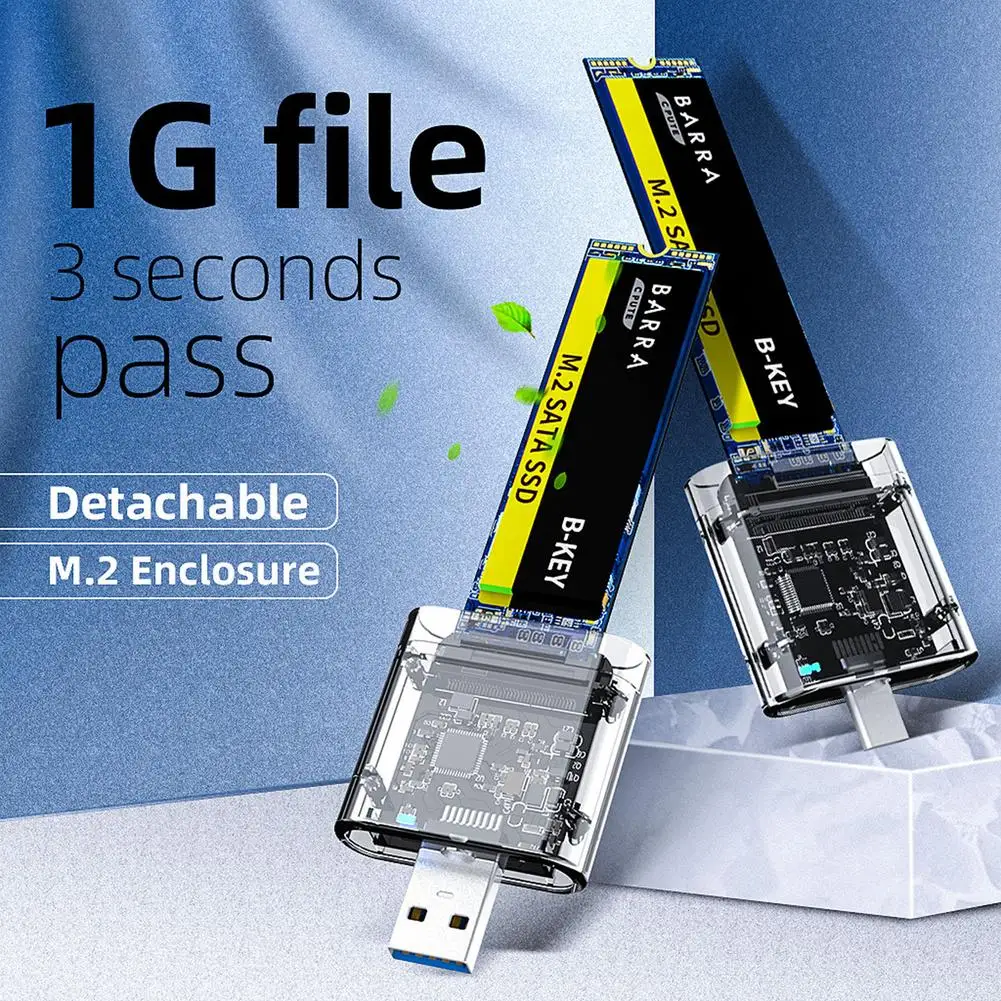 Чехол M.2 SSD для NVME PCIE NGFF SATA M/B Key Disk корпус на USB C прозрачный жесткого диска 5 Гбит/с |